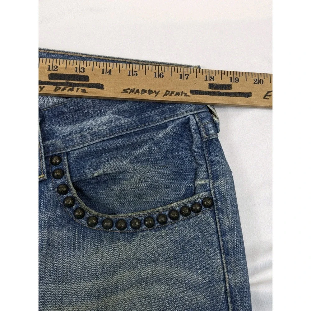 True Religion Billy Studded Distressed Bootcut Jeans Blue Mens 32x32 Made in USA